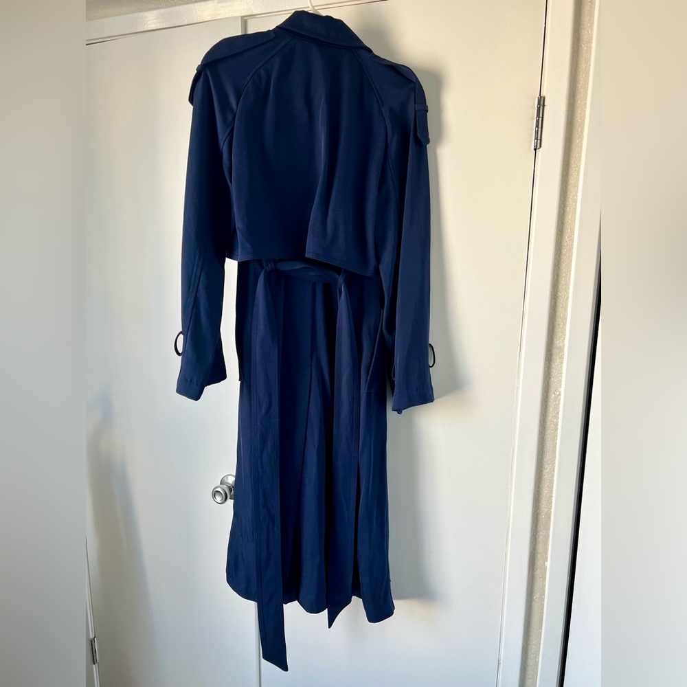 Michael Kors Blue Trench Coat S / M - NWOT - Picture 4 of 10